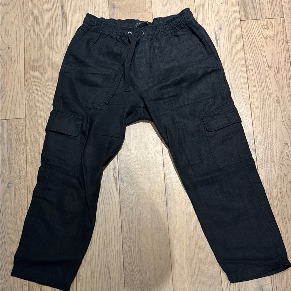 Sanctuary Black Cargo Pants Straight Leg Utility linen